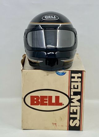 Retro Vintage 80s Bell Snowmobile Full Face Helmet W/ Shield 7 1/8 Box