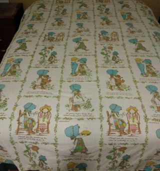 Vintage Holly Hobbie American Greetings Queen Bed Fitted & Flat Sheet Set Rare
