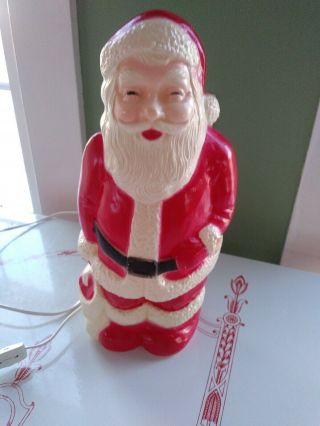 Vintage Union Products Santa Claus Christmas Blow Mold Light Hard Plastic 13 "
