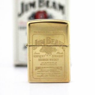 Zippo Lighter Jim Beam Bourbon Whiskey.  Brass.  1997.  Unfired Includes Tin.