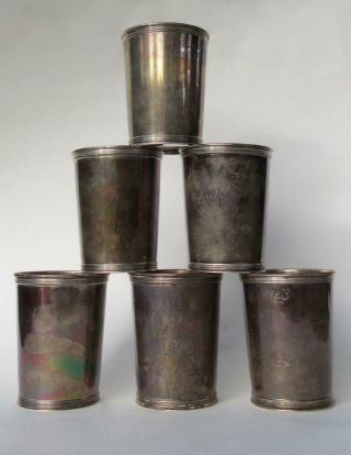 Vintage Set 6 Manchester Sterling Silver 925 Kentucky Derby Julep Cup 3759