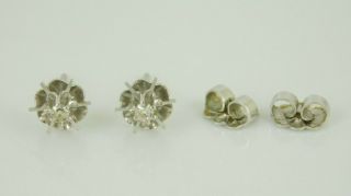 Vintage 14k White Gold.  06 Ctw Diamond Buttercup Earrings
