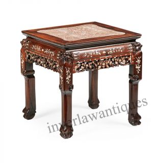 Chinese 19th Century Qing Dynasty Mother Of Pearl Table Stool