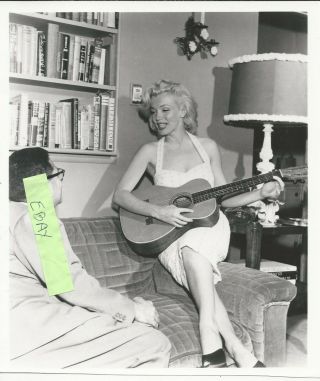 Marilyn Monroe 9 X 8 Archive Rare Print Not Vintage Playing Guitar