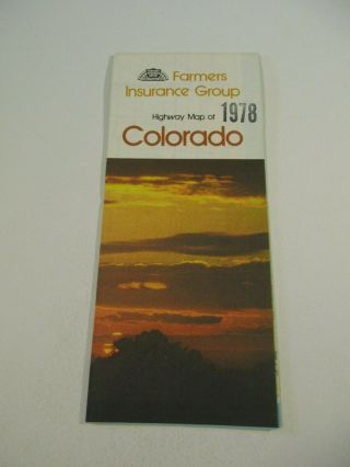 Vintage 1978 Farmers Insurance Colorado State Highway Travel Road Map Box H8