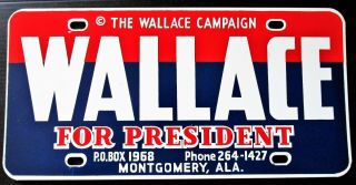 George …wallace For President License Plate 1968 The Wallace Campaign