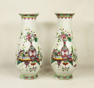 Chinese Famille Rose Porcelain Vases Late 19th Early 20th Century