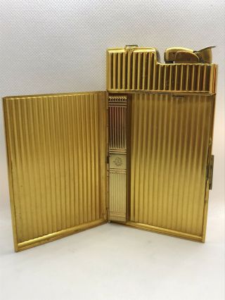Vintage Evans Gold Tone Cigarette Case with Built In Lighter 3