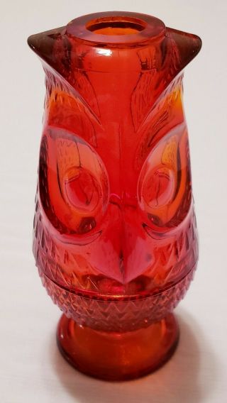 Vintage Collectible Ruby Red Viking Art Glass Owl Shaped Fairy Light