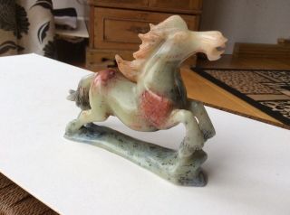Vintage Chinese Carved Stone Galloping Horse Statue.