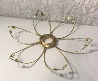 Vintage Mcm Lotus Flower Lamp Replacement Outer Petal Metal Frame Glass Holder
