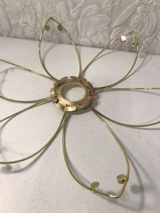 Vintage MCM Lotus Flower Lamp Replacement OUTER Petal Metal Frame Glass Holder 2