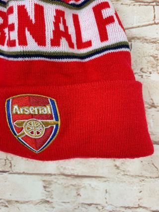 Arsenal FC Premier English Soccer Red Beanie Pom Pom Winter Hat Cap 2