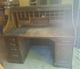 Gorgeous Dark Oak Antique Rolltop Desk