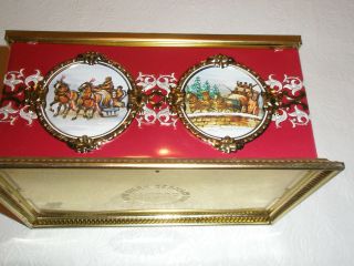 Vintage KLANN Cookie Tin Carriage Horses Made in West Germany 2