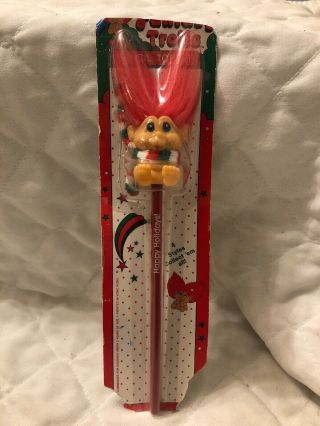Vintage Noteworthy Christmas Troll Pencil Topper 1 1/2 " And Pencil