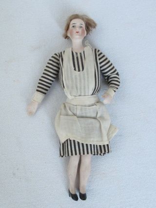 Antique German Doll House Doll 6 " Tall Bisque Maid Doll Clothes