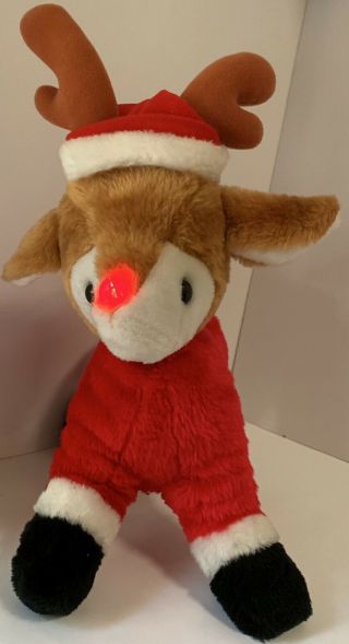Vintage Rudolph The Red Nosed Reindeer Plush Musical Light Up Nose 16” Rare