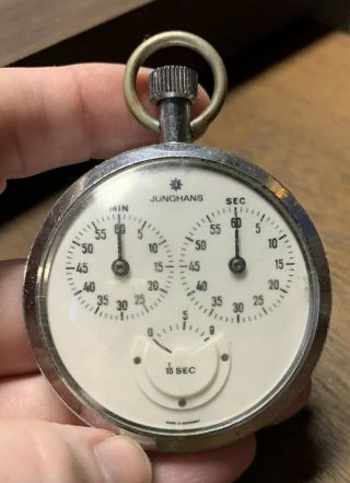 Vintage Junghans Micro Second Field Track Timer 10th Of Second Minute Stopwatch