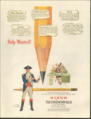 1957 Vintage Ad For Dixon Ticonderoga`retro Pencil Art Ethan Allen 031119