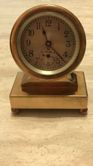 Brass Chelsea Ships Bell Clock With Integrated Stand