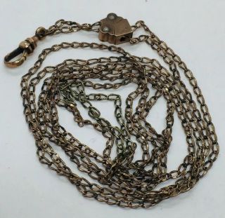 Antique Victorian Yellow Gold Filled Long Fob Slide Watch Chain 49”