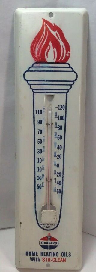 Vintage Standard Home Heating Oils With Sta - 11 1/2 " Metal Thermometer 1960