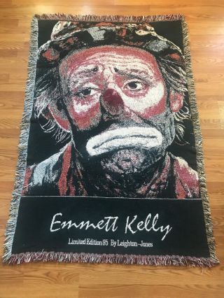Vintage Rare Emmett Kelly Limited Edition ‘95 Hobo Sad Clown Blanket 67x46 Inch