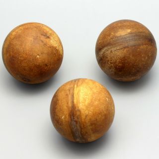 Vtg 3 Old Skeeball Wooden Balls From Skee Ball Arcade Game 3 " Worn W/ Stains Bin