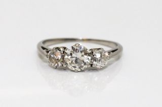 A Lovely Antique Art Deco Platinum 950 Three Stone 1.  06tcw Diamond Ring 16140