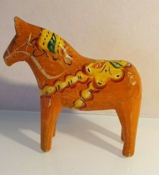 Antique Swedish Dala Horse.  Folk Art Carved Sweden Hand Painted.
