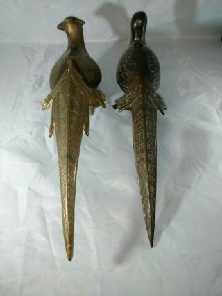 Vintage Brass Pheasant Figurines Mid Century Decor 13” Long Bird Watcher