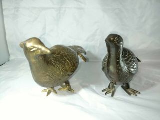 Vintage Brass Pheasant Figurines Mid Century Decor 13” Long Bird Watcher 2