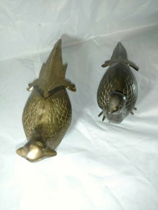 Vintage Brass Pheasant Figurines Mid Century Decor 13” Long Bird Watcher 3