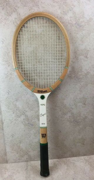 Vintage Wilson Billie Jean King Capri Wood Tennis Racquet Usa 4 1/2 " Grip 27 "
