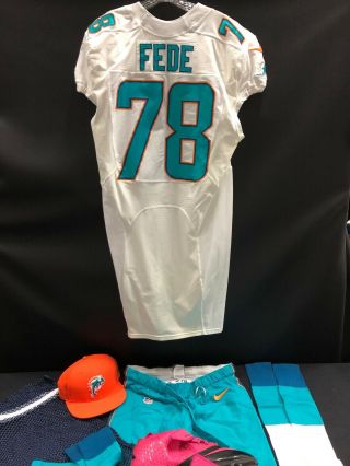 78 MIAMI DOLPHINS TERRENCE FEDE GAME JERSEY FULL SET W/PANTS/SOCKS & CLEAT 2