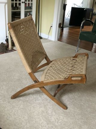 Vintage Hans Wegner Style Rope Folding Chair style of model JH 512 - Mid Century 3