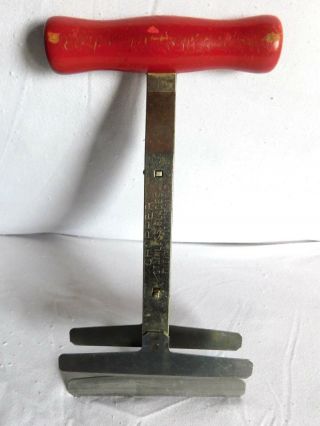 Vintage Foley Chopper Spring Loaded Stainless Steel Blades Red Wood Handle
