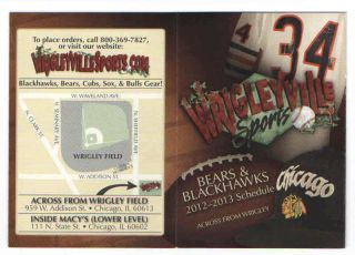 2012 - 13 Chicago Blackhawks Nhl Hockey Schedule W/ Bears Wrigleyville Full Season