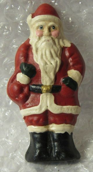 Vintage Christmas Porcelain 2 3/4 " Santa Old World Brooch Pin