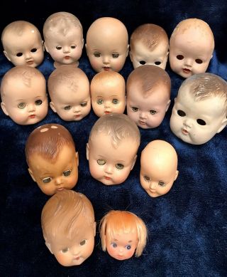 15 Vintage Creepy Baby Doll Heads Halloween Craft Open/close Eyes 2.  5 - 4.  5”