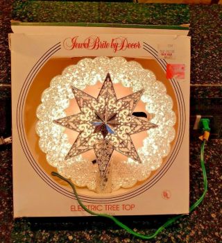 Vintage Jewel Brite By Decor Electric Glitter Christmas Tree Topper 9 Inch