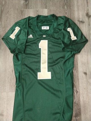 2007 Adidas Team Issued Authentic Game Notre Dame Football Green Jersey 1 Irish