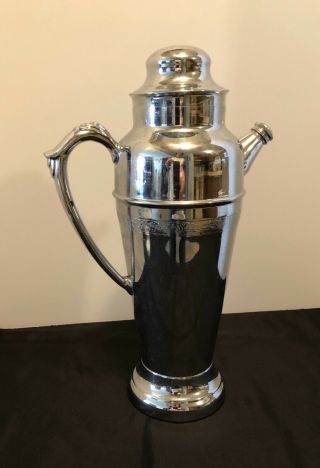 Vintage Stainless Steel Cocktail Shaker 13 3/4 " Tall