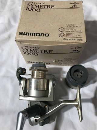 Vintage Shimano Aero Symetre 1000f Spinning Reel W Box,  Spare Spool,  Papers