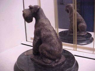 Vintage Schnauzer Dog Bronze Sculpture Statue On Marble Base - Signed