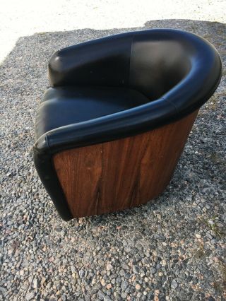 Milo Baughman Swivel Barrel Club Chair Cherry Wood 1967 Tagged