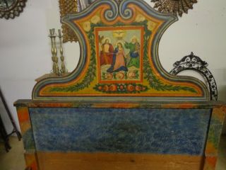 Rare Antique 19th Century Italian Paint Decorated Convent Bed Circa 1800