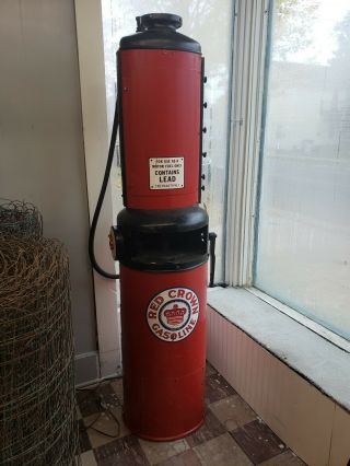 Antique Gilbert - Barker Visible Gas Pump Red Crown Circa 1900 Station