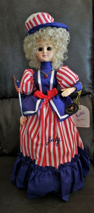 Vintage 1988 Brinns Musical Calendar Miss July Doll Star Spangled Banner